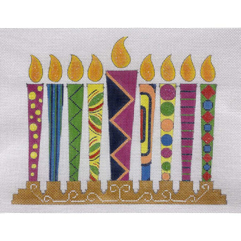 AP4282! COLORS OF HANUKKAH MENORAH 12.5 X 11.25 13 Mesh Alice Peterson Designs