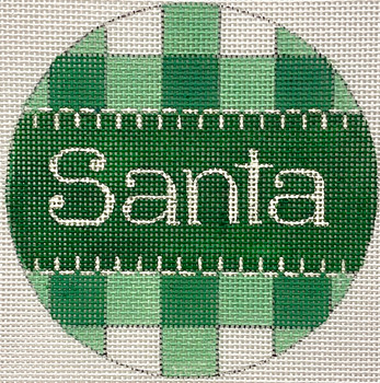 APX458 SANTA - GREEN GINGHAM 4” Round 18 Mesh Alice Peterson Designs