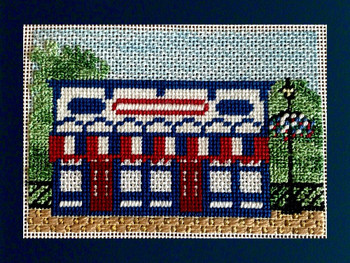 T10 Popcorn Shop - summer  4.5" x 3" 18 Mesh Blue Ridge Stitchery