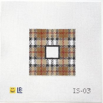 IS-03 Brown Plaid (Burberry) - Square Insert 3.25w x 3.25h 18 Mesh  LAUREN BLOCH DESIGNS