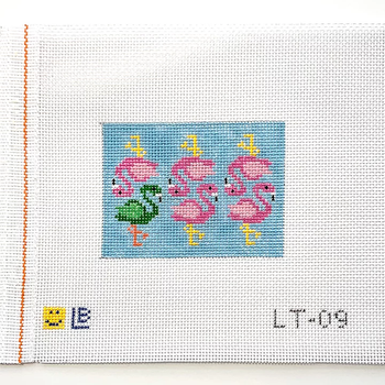 LT-09 Flamboyance of Flamingos- Small Insert 3.5w x 2.25h 18 Mesh  LAUREN BLOCH DESIGNS
