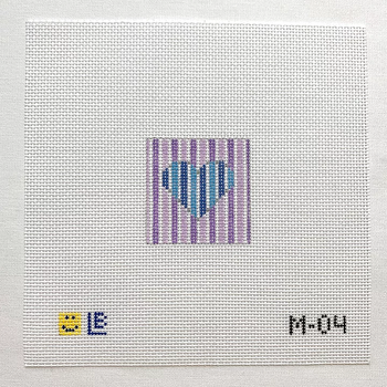 M-04 Blue Heart-Lilac Stripes2wx2h 18 Mesh  LAUREN BLOCH DESIGNS