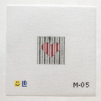 M-05 Red Heart-Silver Stripes 2wx2h 18 Mesh  LAUREN BLOCH DESIGNS
