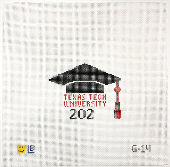 G-14 Graduation Cap - Texas Tech University (TX) 3.5w x 3h  18 Mesh  LAUREN BLOCH DESIGNS