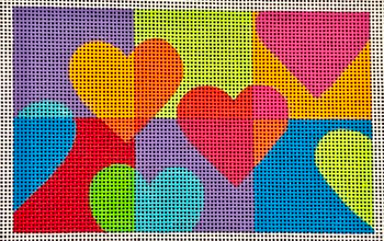 H109E Floating Hearts 3.25 x 5.25 Mesh EyeCandy Needleart