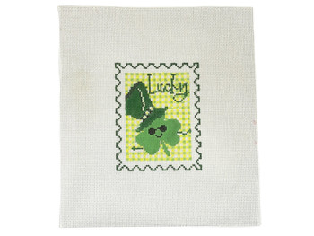 WS-040 Lucky 3.25” wide by 4” tall 18 MESH POSTAGE STAMP WIPSTITCH Needleworks!