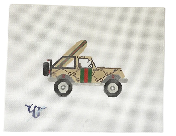 WS-053 Gucci Jeep 4.5" wide by 3" tall 18 MESH WIPSTITCH Needleworks!