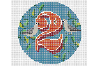 WS-12D-02 Two Turtle Doves 4.75” Round 18 MESH WIPSTITCH Needleworks!