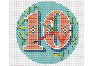 WS-12D-10 Ten Lords a Leaping 4.75” Round 18 MESH WIPSTITCH Needleworks!