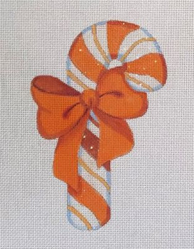 HO3098 Orange Candy Cane ORNAMENT 13 mesh Raymond Crawford Designs 