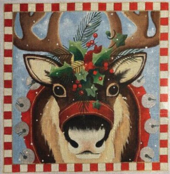 HO3273 REINDEER PORTRAIT 12x12 13 Mesh Raymond Crawford Designs 