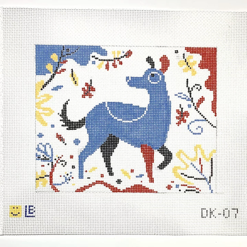 DK-07 (Mostly) Blue Dog  8wx6.5h 13 Mesh  LAUREN BLOCH DESIGNS