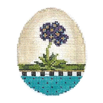 KEA39-18 Lilac Primrose Egg  2.5"W x 3.25"H 18 Mesh With Stitch Guide  Kelly Clark Needlepoint