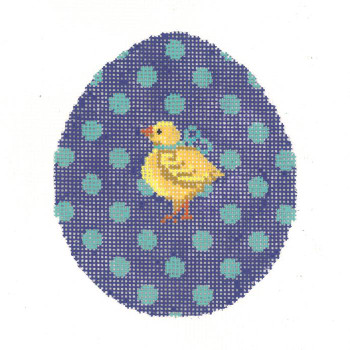 KEA47-18 Aqua Polka-Dot on Plum Chick Egg 3.5"w x 4"h - 18 Mesh KELLY CLARK STUDIO, LLC
