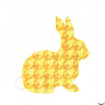 KEA54-18 Lemon Houndstooth Bunny 4.125"w x 4.5"h - 18 Mesh KELLY CLARK STUDIO, LLC