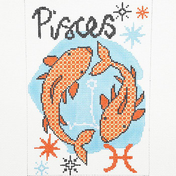 AO1332 Pisces Lee's Needle Arts Hand-painted canvas By Vicky Yorke 5"w x 7"h - 18 Mesh