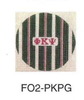 Fraternity Series:  F02-PKP Phi Kappa Psi Colors Stripes 4 ½ " round 18 Mesh Kangaroo Paw Designs
