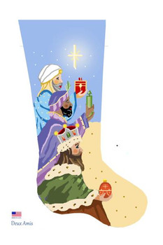 CHS2356-PB The Three Kings Painted Background 18 Mesh 23" x 10" STOCKING Deux Amis 