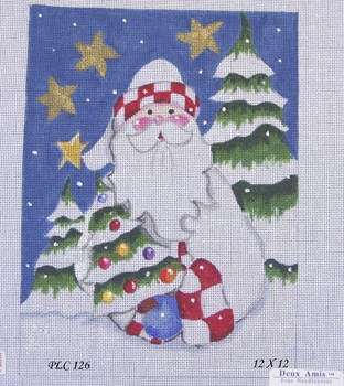 PLC126 White Santa & Tree 12" x 12" 13 Mesh Deux Amis 