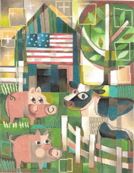 KS-20 Pigs and Cow 9x13 18 Mesh KEN SWINSON Meredith Collection