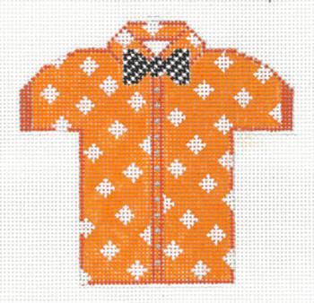 XO-221e Men's Shirt-Orange @ith Diamonds Black BowTie  5x5 13 Mesh The Meredith Collection