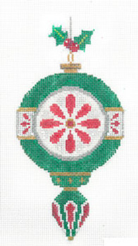 XO-223d Old Fashioned Ornament - Emerald and Red 6 1/2 x 3 18 Mesh The Meredith Collection