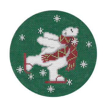 GD-XO 19 Polar Bear Ice Skating 4.5” rd 18 Mesh Ornament Ginny Diezel