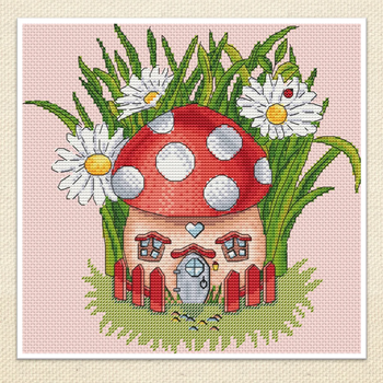 Mushroom House Stitch Count 114 x 111 Artmishka Counted Cross Stitch Pattern