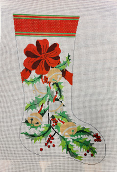 Canvas EMMA 01 STOCKING W/Bells 21.5 X 12 13 Mesh Point2Pointe