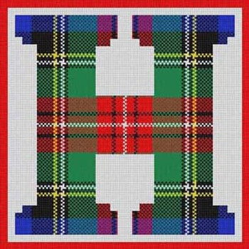 X-165 Letter H Plaid Alphabet Large 13 Mesh 10 ½" x 10 ½" Treglown Designs