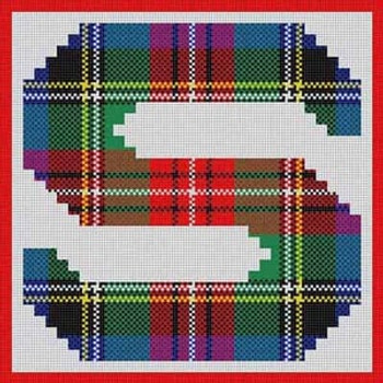 X-165 Letter S Plaid Alphabet Large 13 Mesh 10 ½" x 10 ½" Treglown Designs