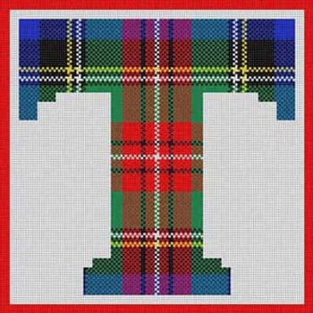 X-165 Letter T Plaid Alphabet Large 13 Mesh 10 ½" x 10 ½" Treglown Designs