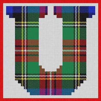 X-165 Letter U Plaid Alphabet Large 13 Mesh 10 ½" x 10 ½" Treglown Designs