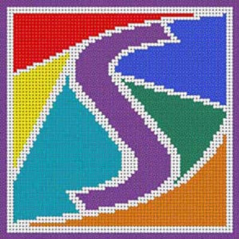 X-164 Abstract Modern Alphabet Letter S  5 ½" x 5" ½" 13 Mesh Treglown Designs 