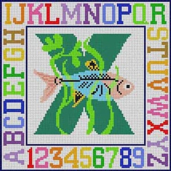 X-163 Letter X Animal Alphabet 8 ¼" x 8 ¼" 13 Mesh Treglown Designs