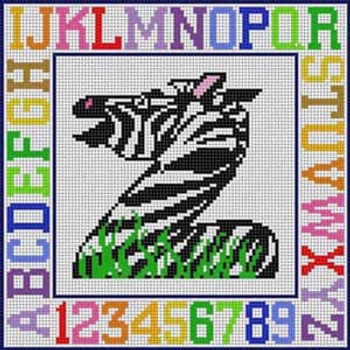 X-163 Letter Z Animal Alphabet 8 ¼" x 8 ¼" 13 Mesh Treglown Designs
