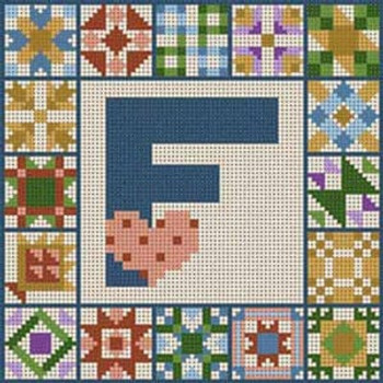 X-158 Letter F Quilt Alphabet 13 Mesh  7" x 7" Treglown Designs