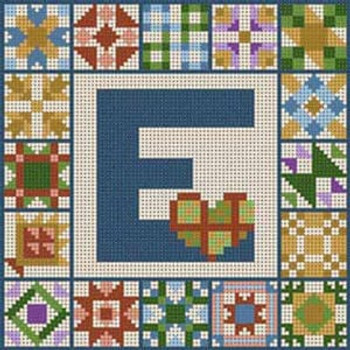 X-158 Letter E Quilt Alphabet 13 Mesh  7" x 7" Treglown Designs