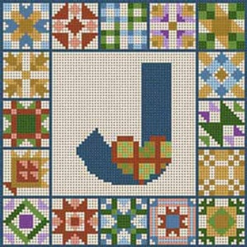 X-158 Letter J Quilt Alphabet 13 Mesh 7" x 7" Treglown Designs