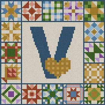 X-158 Letter V Quilt Alphabet 13 Mesh  7" x 7" Treglown Designs