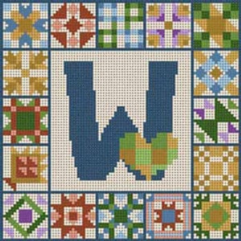 X-158 Letter W Quilt Alphabet 13 Mesh  7" x 7" Treglown Designs