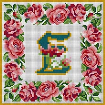 X-146 Letter E Rose Border Alphabet Treglown Designs