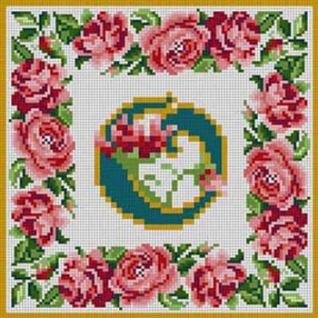 X-146 Letter O Rose Border Alphabet Treglown Designs