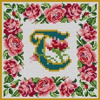 X-146 Letter T Rose Border Alphabet Treglown Designs