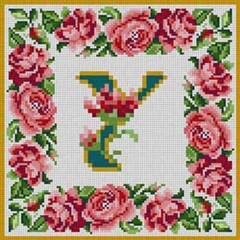 X-146 Letter Y Rose Border Alphabet Treglown Designs