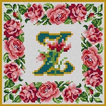 X-146 Letter Z Rose Border Alphabet Treglown Designs