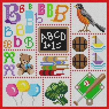 X-132 Letter B Sampler Alphabet 7¼" x 7¼" 13 Mesh Treglown Designs