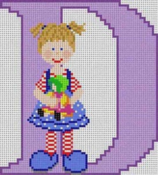 X-126  Letter D Little Girl Alphabet 13 Mesh 71⁄4" x 61⁄2" Treglown Designs