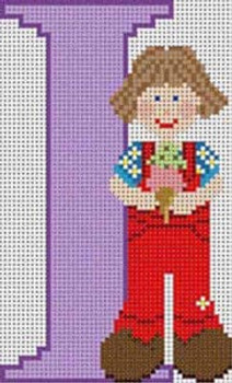 X-126  Letter I Little Girl Alphabet 13 Mesh 71⁄4" x 61⁄2" Treglown Designs