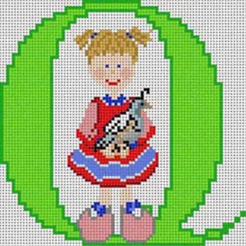 X-126  Letter Q Little Girl Alphabet 13 Mesh 71⁄4" x 61⁄2" Treglown Designs